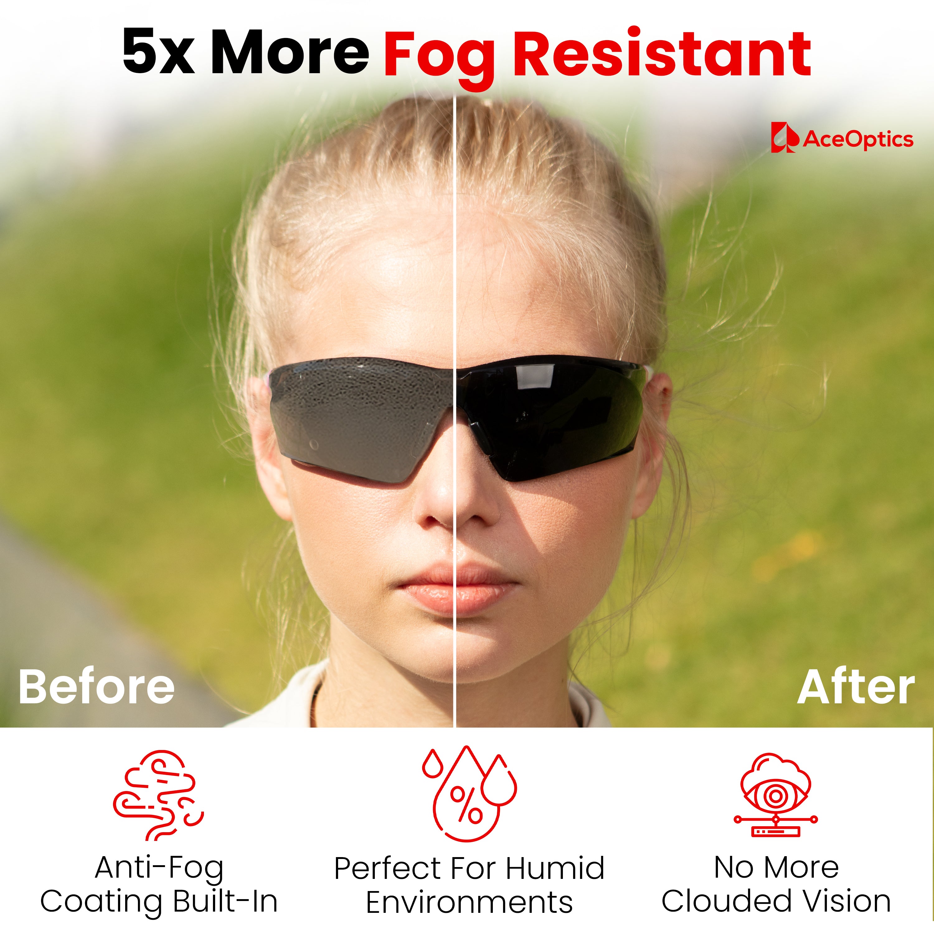 AceOptics Women’s Pink Anti-Fog Safety Sunglasses – Lightweight, Stylish, ANSI Z87 Certified